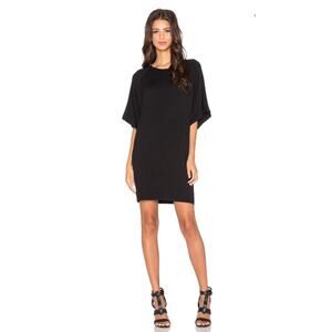 BLQ Size 0 Black Boxy Jersey Knit T-Shirt Mini Dress Pockets Classic Minimalist
